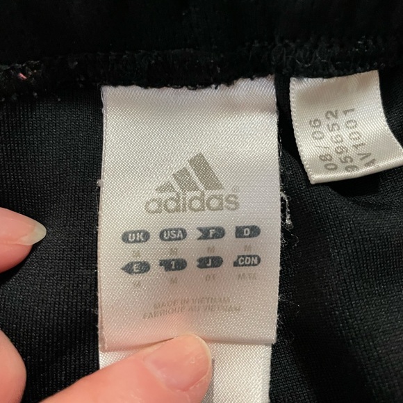 ADIDAS black pink cropped athletic track pants striped elastic drawstring MEDIUM - Picture 9 of 16